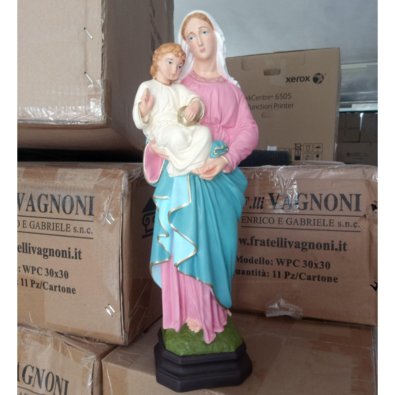 STATUA MADONNA CON BAMBINO IN RESINA INFRANGIBILE X EST. Cm. 40